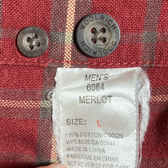 Woolrich Plaid Shirt Men's Large Merlot Outdoor Camping - Picture 11 of 13
